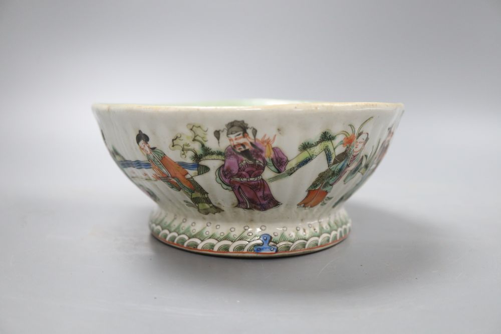 A Chinese famille rose lozenge bowl, length 26cm